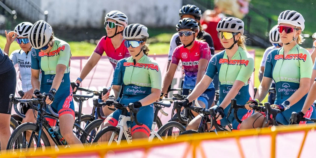 Cyclists waiting at the start line of a race