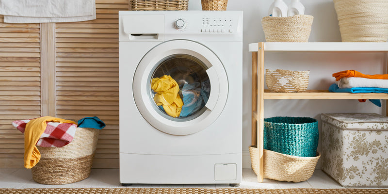 washing machine full of colorful clothes