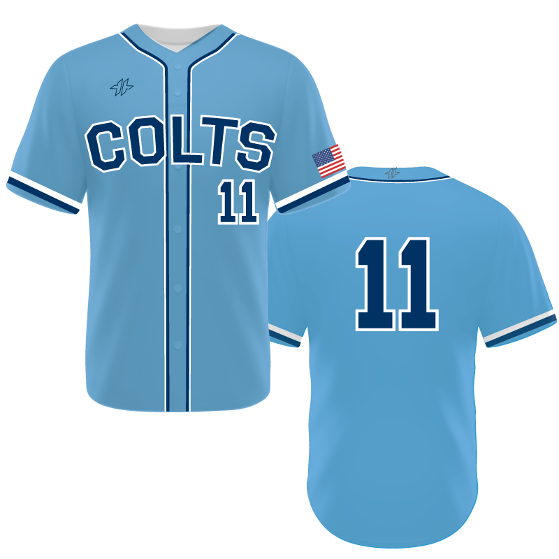 Full Button Baseball Jersey - Blue | Colts Baseball