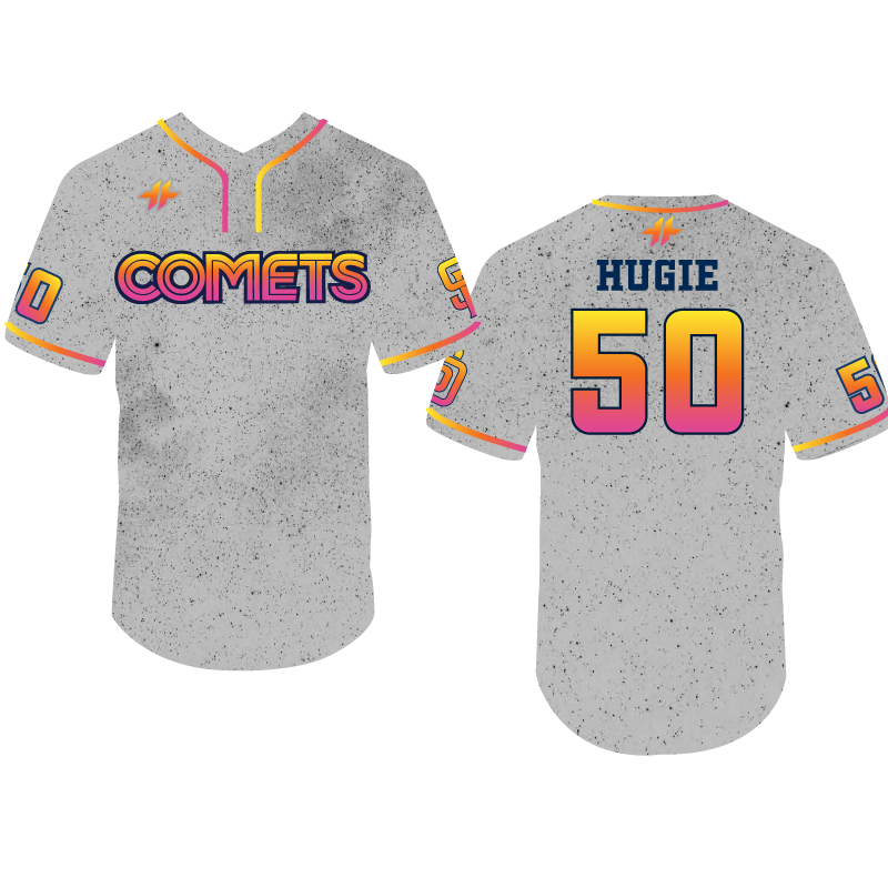 2 Button Baseball Jersey -Grey | Comets Baseball