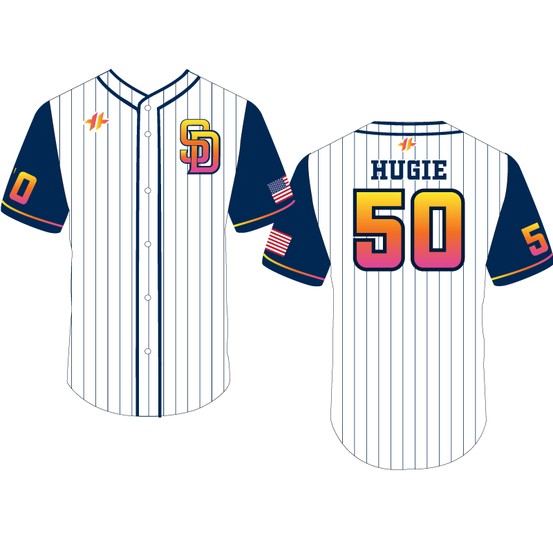 Full Button Baseball Jersey -White Pinstripe | Comets Baseball