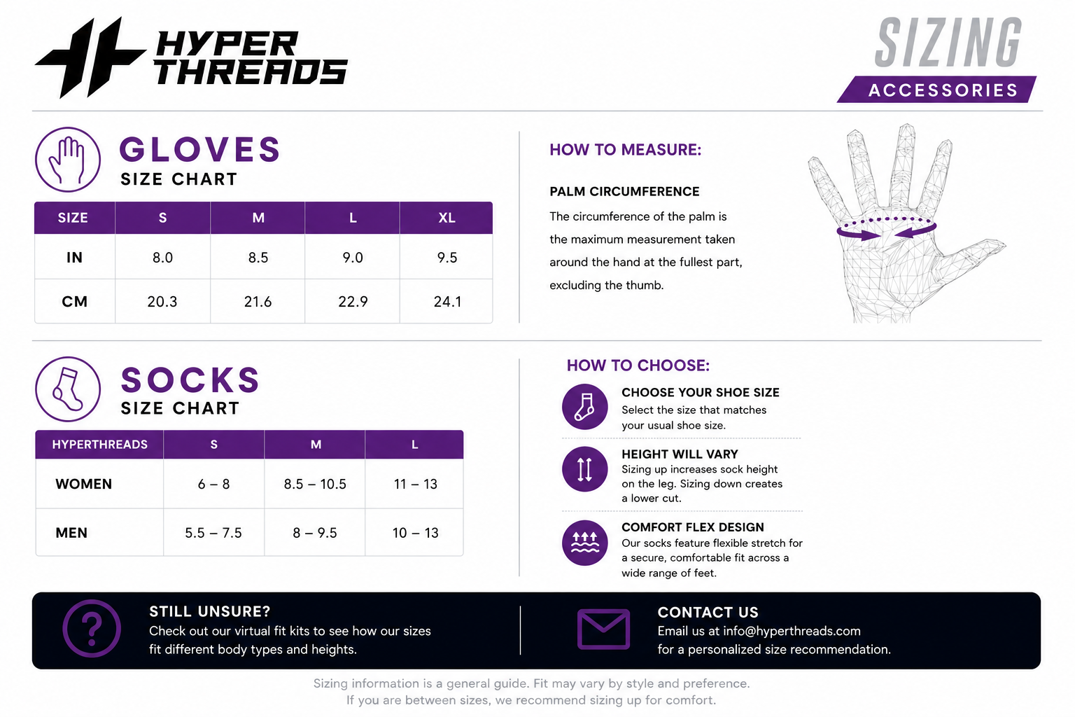 Accessories size chart