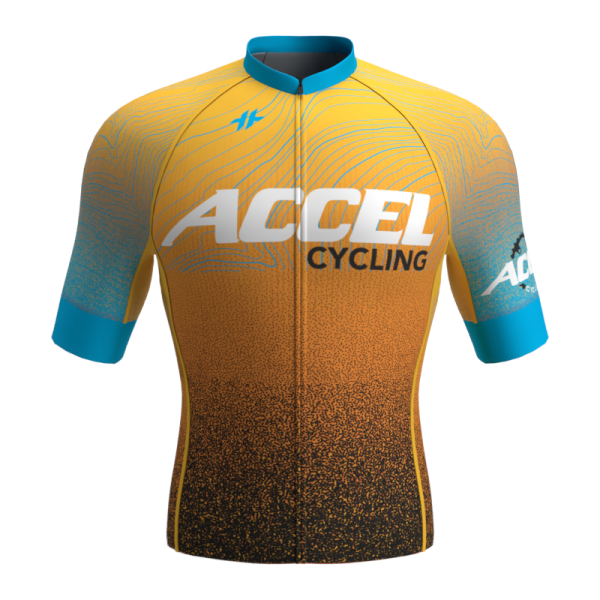 2025 Accel Cycling Pro Jersey Orange Yellow-Front