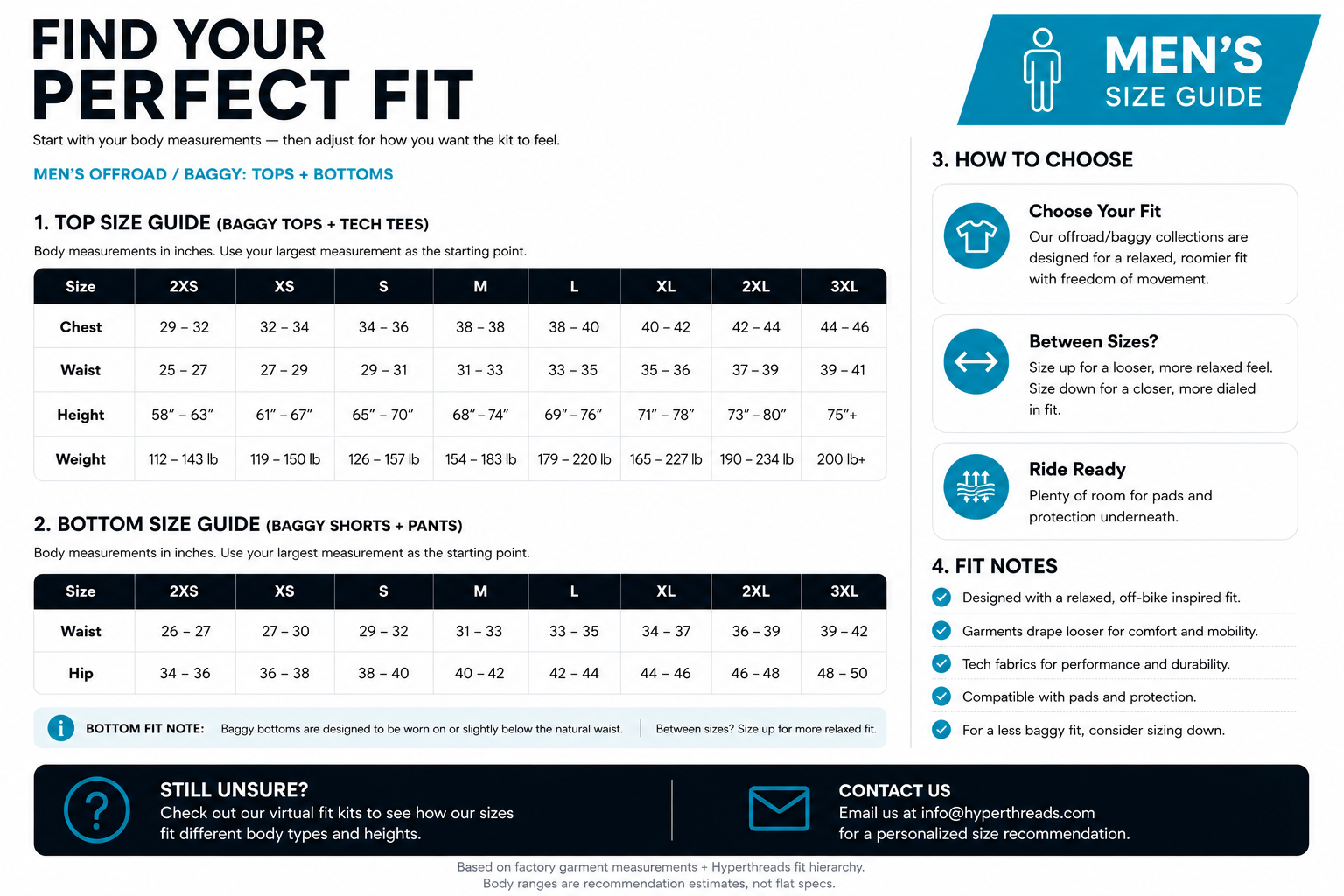 Hyperthreads Men's Baggy Size Chart